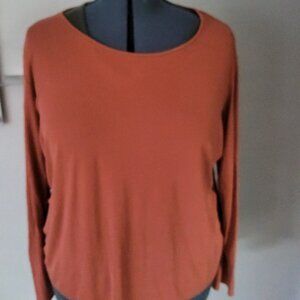 Eileen Fisher  Women Silk Rust Long Sleeve Shirt Size 1X